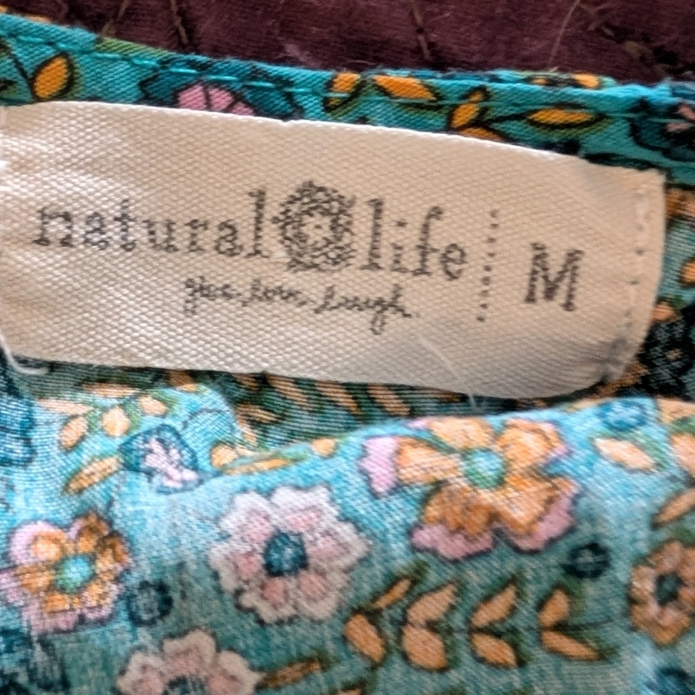 NATURAL LIFE Blue and Orange Floral Midi Dress - Picture 7 of 8